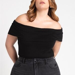 Eloquii Black Backless Sailor Collar Blouse